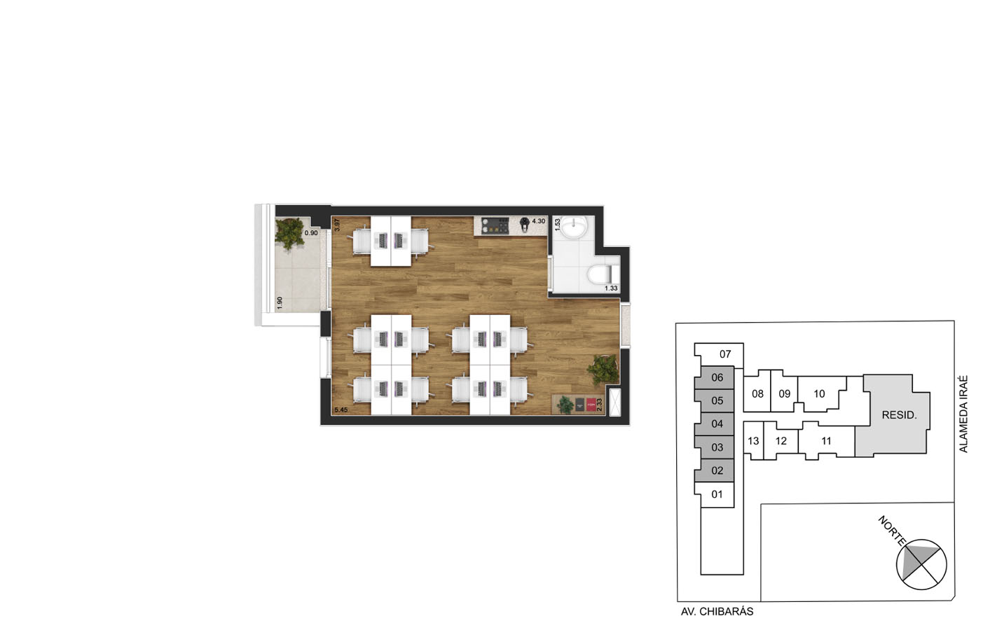 Sala comercial · 28 m² de Ayla Moema Studio & Office