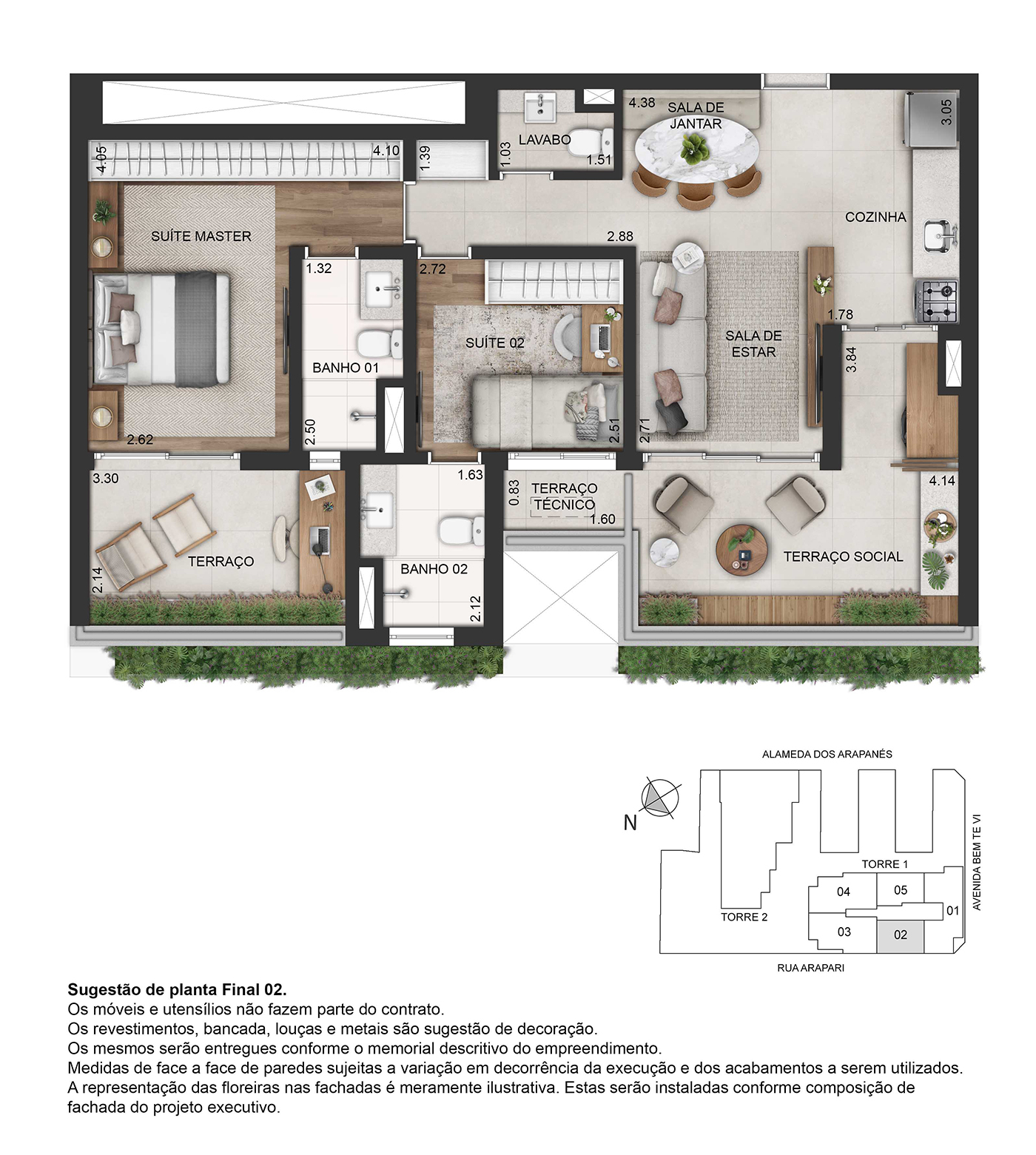 Planta oficial ilustrativa de 80 m² do Bem Moema