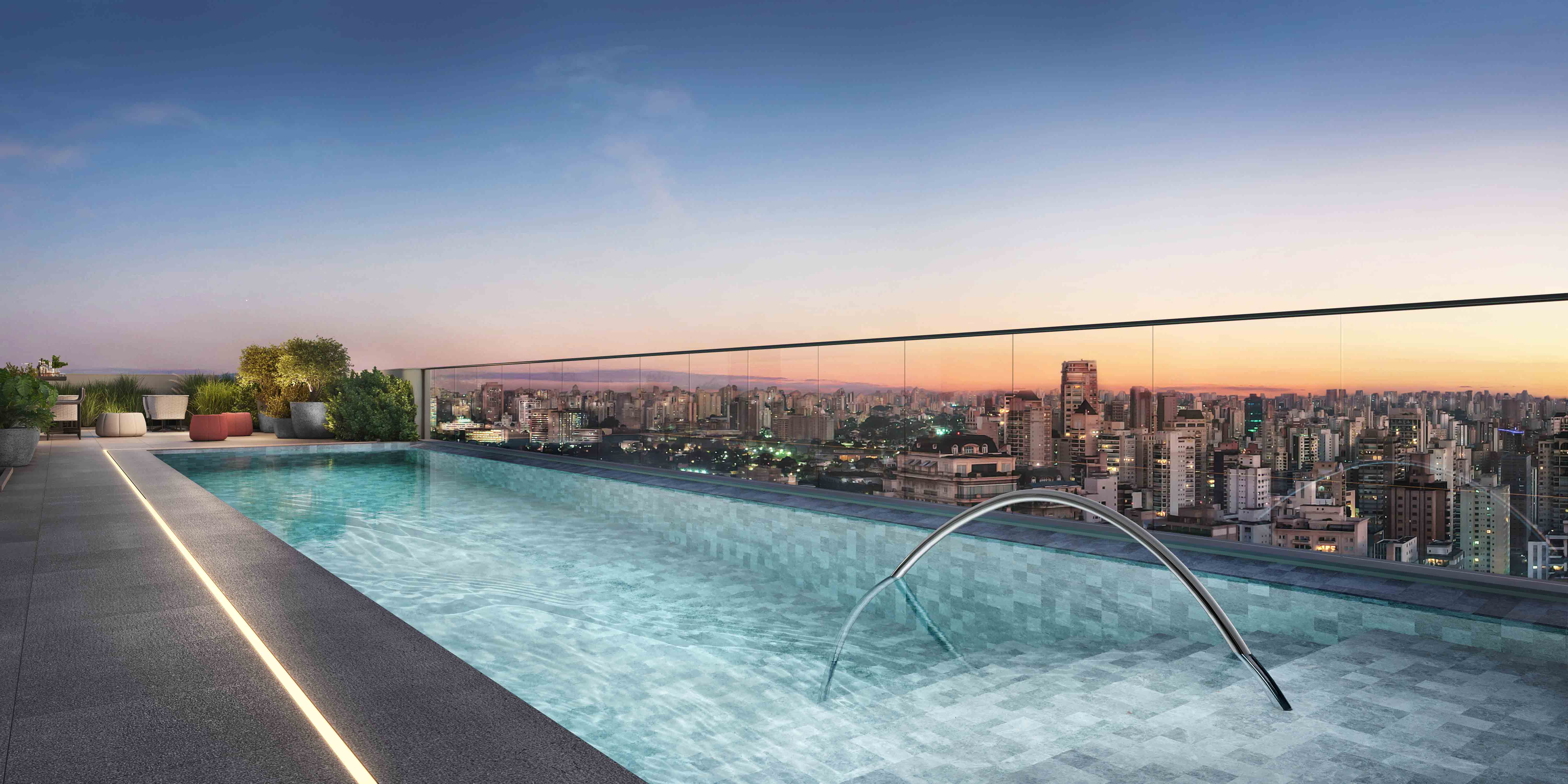 Piscina no rooftop do Tièl Vila Nova Conceição