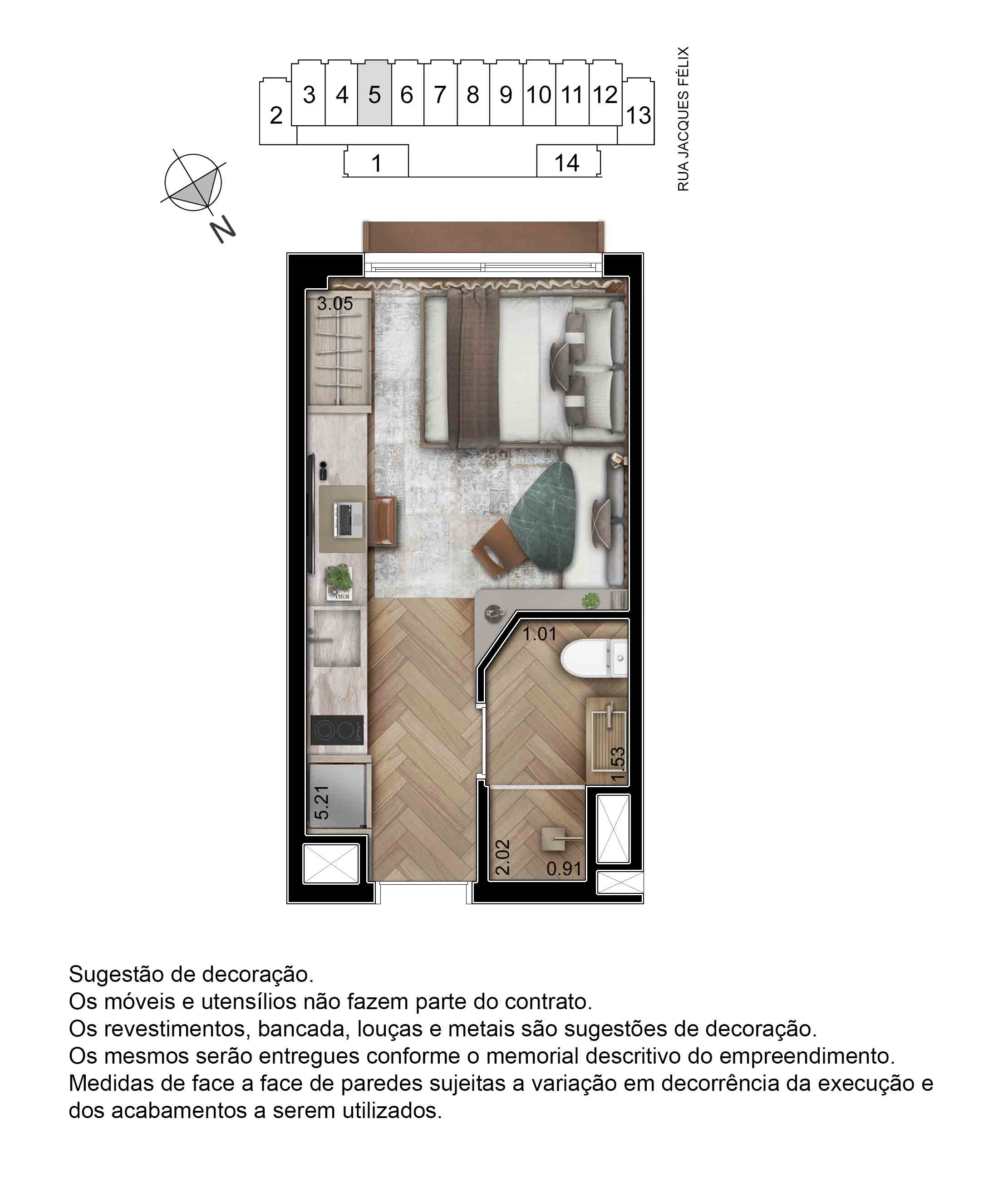 Planta tipo Boutique Apartment do Tièl Vila Nova Conceição